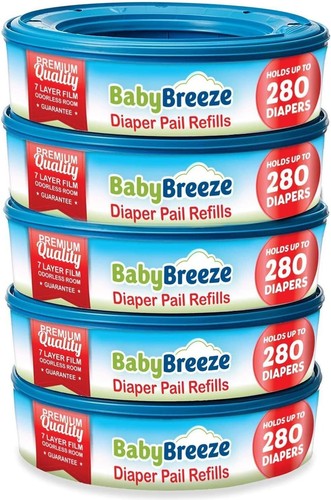 BabyBreeze Diaper Pail Refill Bags for Playtex Diaper Genie -1400 Count (5-Pack) - 第 1/9 張圖片