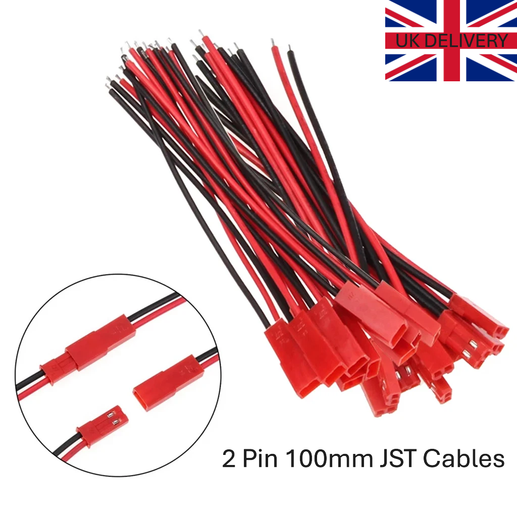 1-10 Pairs 2 Pin JST Plug Socket Connectors 100mm RC LiPo Battery Cable ...