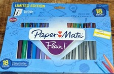 Paper Mate Flair Pens Assorted Felt Tip Medium Coloring Limited Edition 18 ct