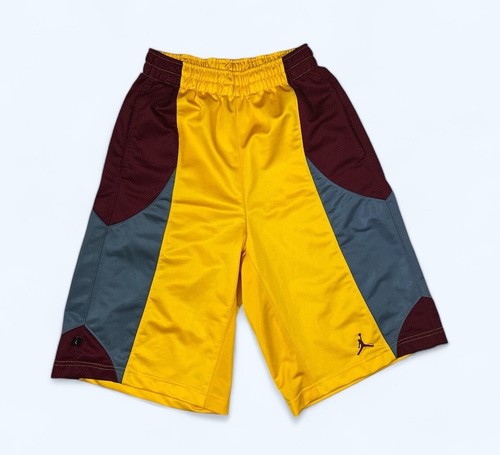 Nike Air Jordan Shorts Mens S Yellow Red Durasheen Basketball Jumpman