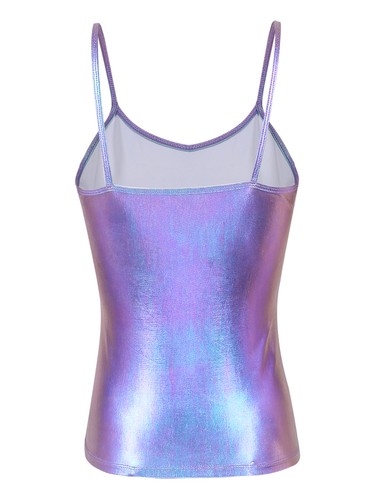AU Women Shiny Metallic PVC Leather Tank Top Spaghetti Straps Camisole Vest Tops - Picture 47 of 105