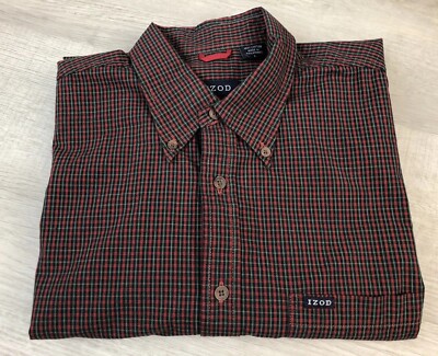 IZOD Button Down Shirt Collared Red Plaid Holiday Dress 100% Cotton Mens Size L | eBay IZOD Button Down Shirt Collared Red Plaid Holiday Dress 100% Cotton Mens Size L | eBay