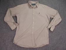 Polo Ralph Lauren Mens Shirt Medium Beige Sport Casual 100% Cotton Lowell Button
