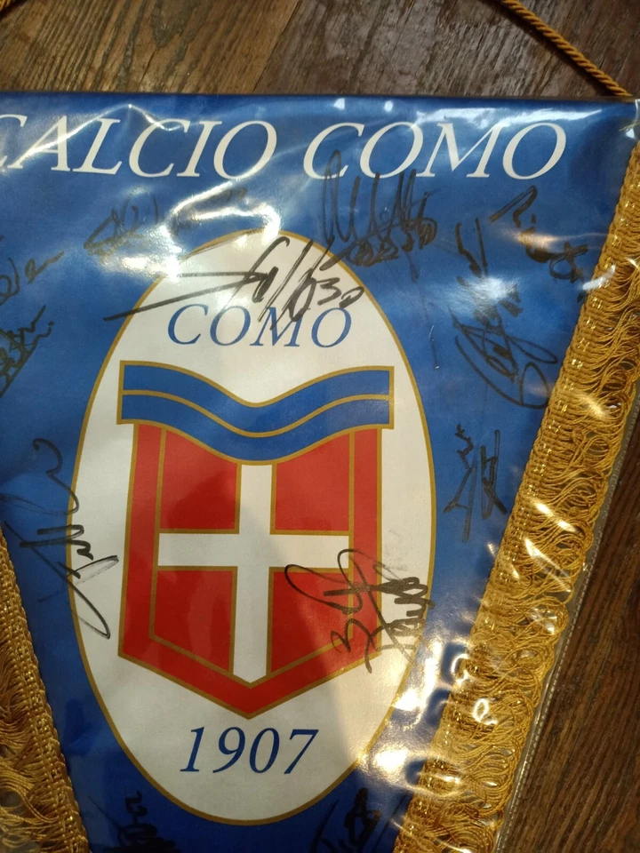Gagliardetto del Como campionato 2015-2016 - 15 autografi - ottime condizioni!  - Immagine 3 di 4