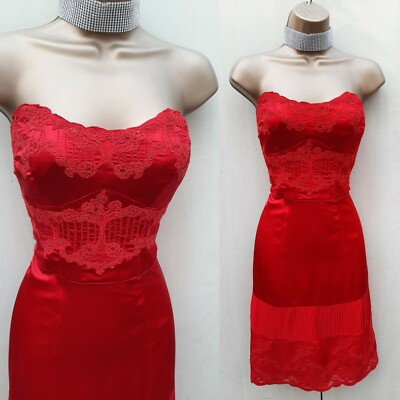 red silk party dress