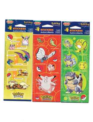 1998 NINTENDO POKEMON DECALS STICKER 3 PACKS 6 SHEETS NIP SEALED