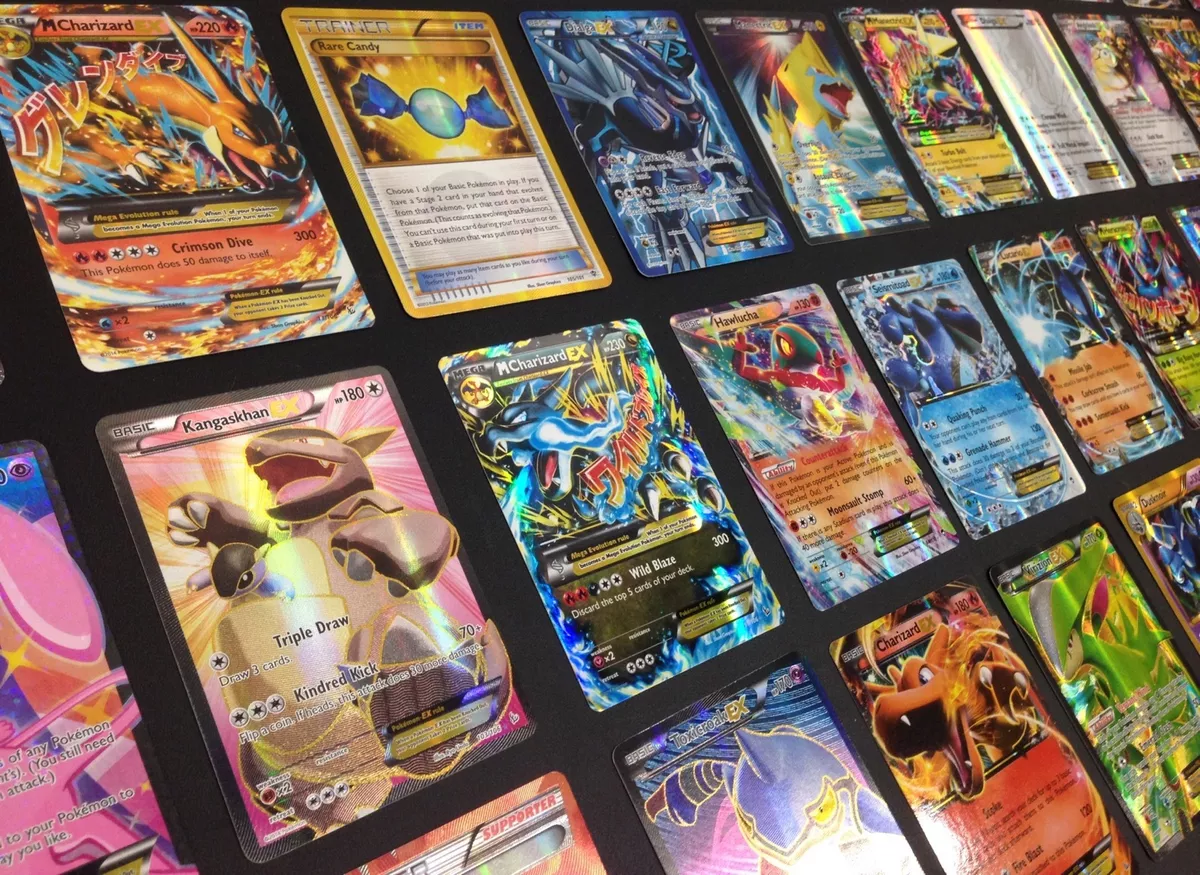 Pokemon TCG : 100 Card LOT Rare, COM/UNC, Holo & Guaranteed EX, MEGA OR  Full Art