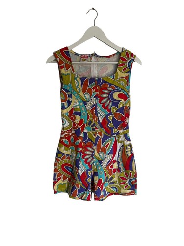 Vintage Blockhouse C&M Playsuit Short Stretchy Abstract Print Size 14 12