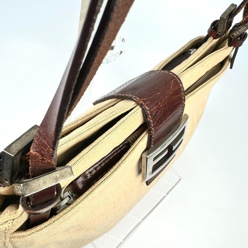 Fendi Mamma Baguette Shoulder Bag Zucca Pattern FF Logo White Canvas Used F/S - Picture 9 of 13