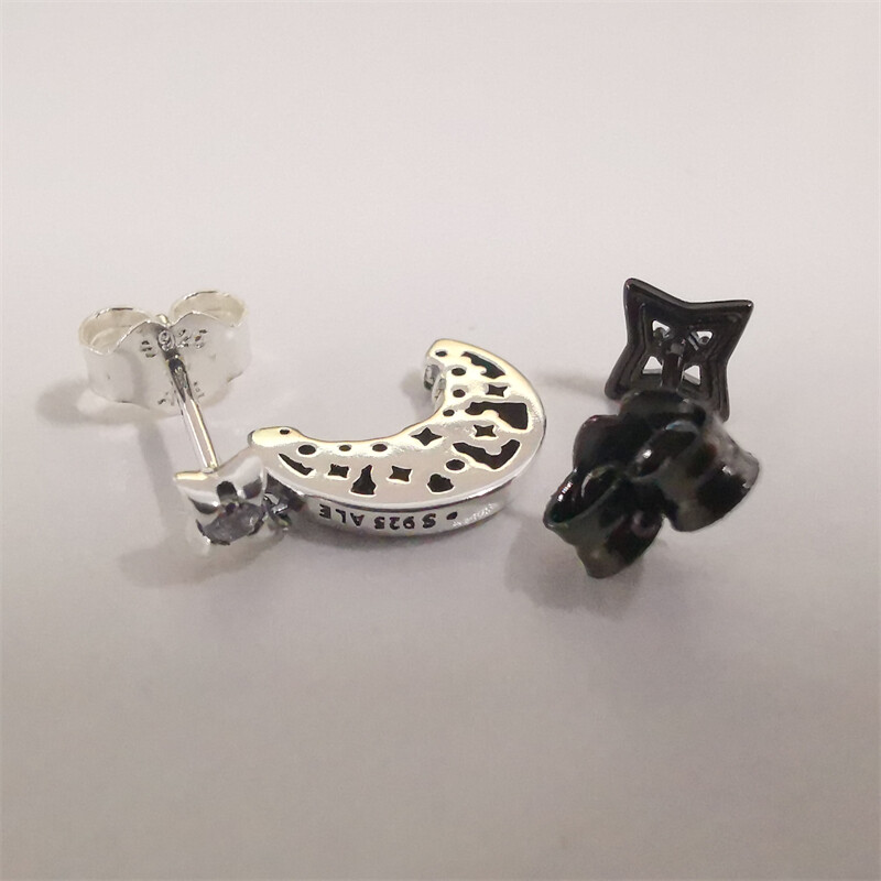 and Star Stud Earrings Pandora Sparkling Crescent Moon UK