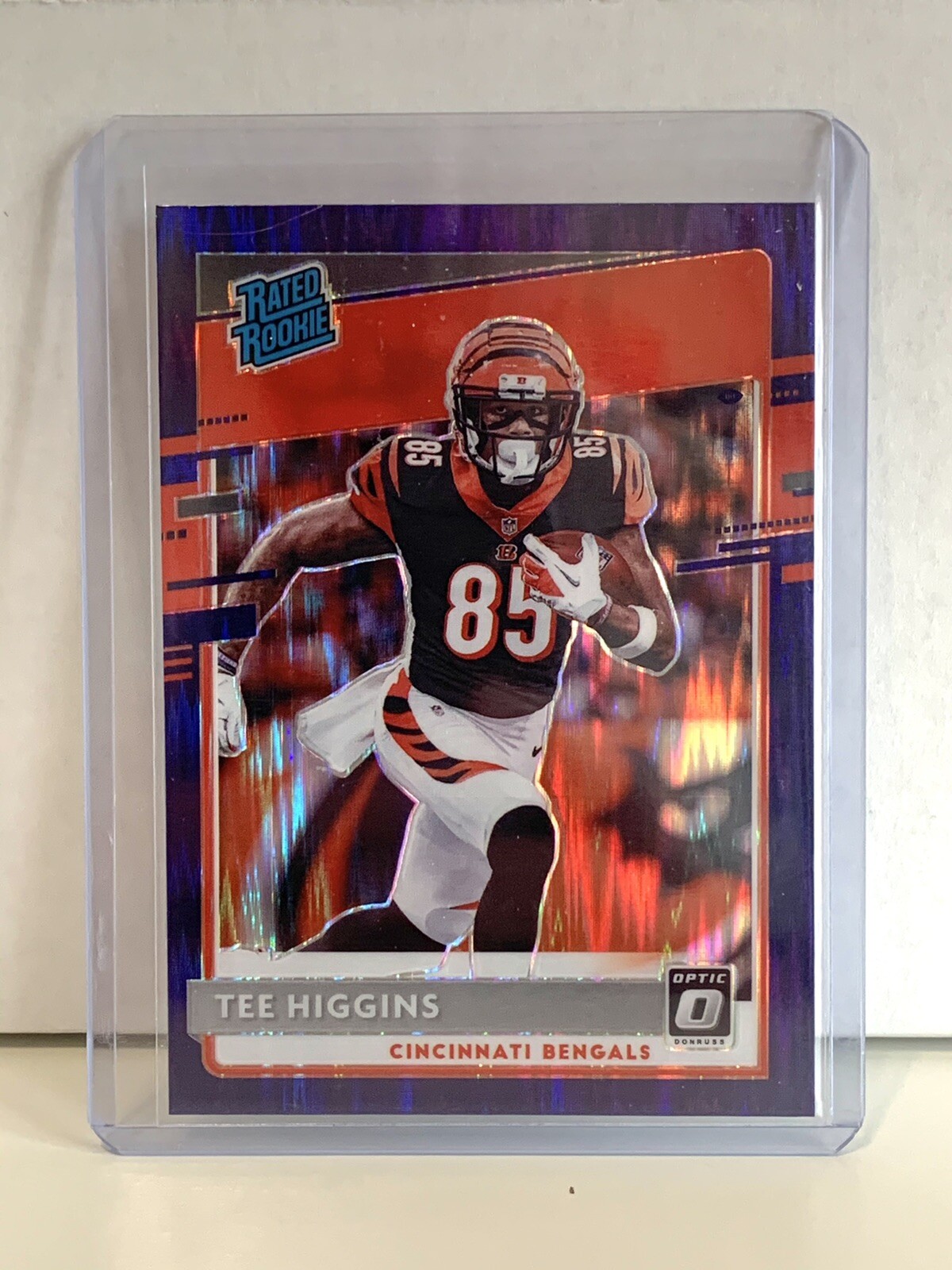 2020 Donruss Optic Tee Higgins Purple Shock Prizm Rated Rookie Cincinnati Bengal
