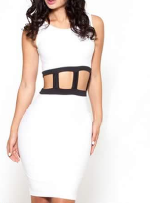 tight white midi dress