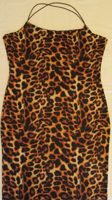 CBR BodyCon Animal Print Midi Length Dress Criss Cross Straps in Back size LARGE