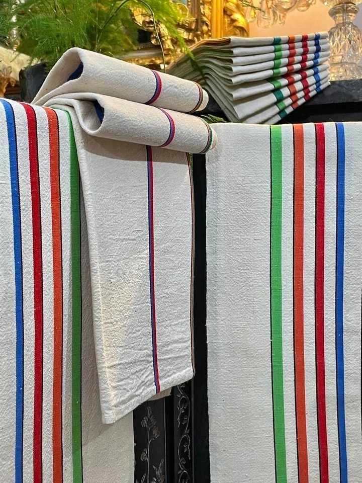 Torchons anciens - VENDUS PAR PAIRE  - Métis rayé - Ref 2254 - Photo 2/2