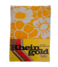 Set Duvet Cover  Pillow mustard Cotton Floral Flowers 70s Vintage Mid-Century