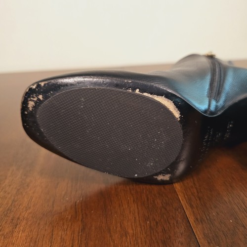 Stivaletto Via Spiga Nero Pelle Blocco Caviglia Tacco 6 M Cerniera Oro - Foto 8 di 22