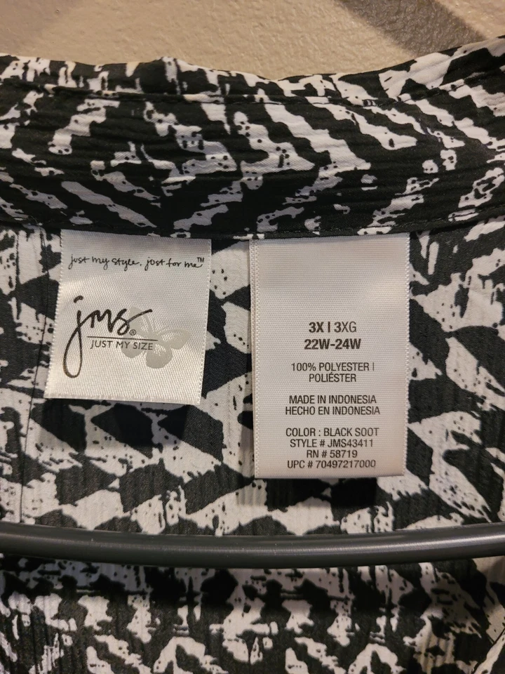 Blusa JMS Negra Blanca Misses Talla Grande 3XL Foto 2 de 3