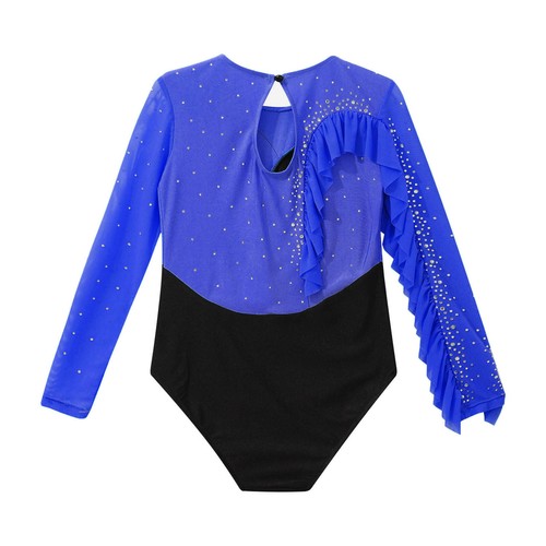 Kids Girls Jumpsuit Training Unitard Shiny Dancewear Dancing Mock Neck Uniform - Picture 43 of 46
