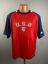 Vtg Starter USA Soccer Embroidered Men's Jersey Shirt Red White Blue Sz L Large
