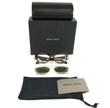 Giorgio Armani Eyeglasses Frames AR8185-U 5977/1W Green Havana Clip On 50-19-140