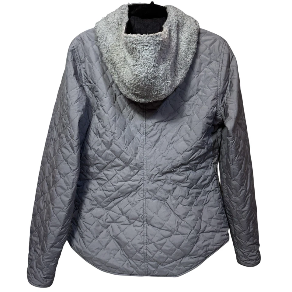Chaqueta Abrigo Patagonia Vegabunda Reversible M Negro Gris Mezcla Lana Merino Con Capucha Foto 4 de 4