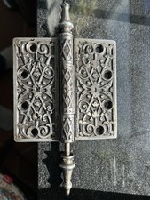 Beautiful Steel 5” X 5”  Steeple Top  Heavy Door Hinges C. Late 1800s Vintage