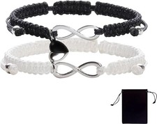 1 Pair Magnetic Couple Bracelets, Infinity Bracelet with Love Heart Pendant, Adj