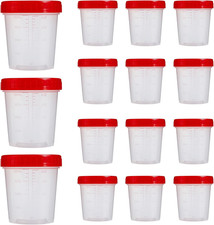 Specimen Cups with Lids 15 Pcs 4Oz Disposable Urine Cups with Sealing Cover Spec