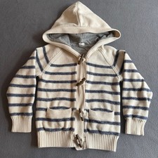 Baby Gap Button Up Lined Hooded Sweater 5 Toddler White Blue Nautical Fisherman