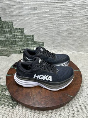 Hoka One One Shoes Womens Size 7 B Bondi 8 Black White Mesh Running Sneaker