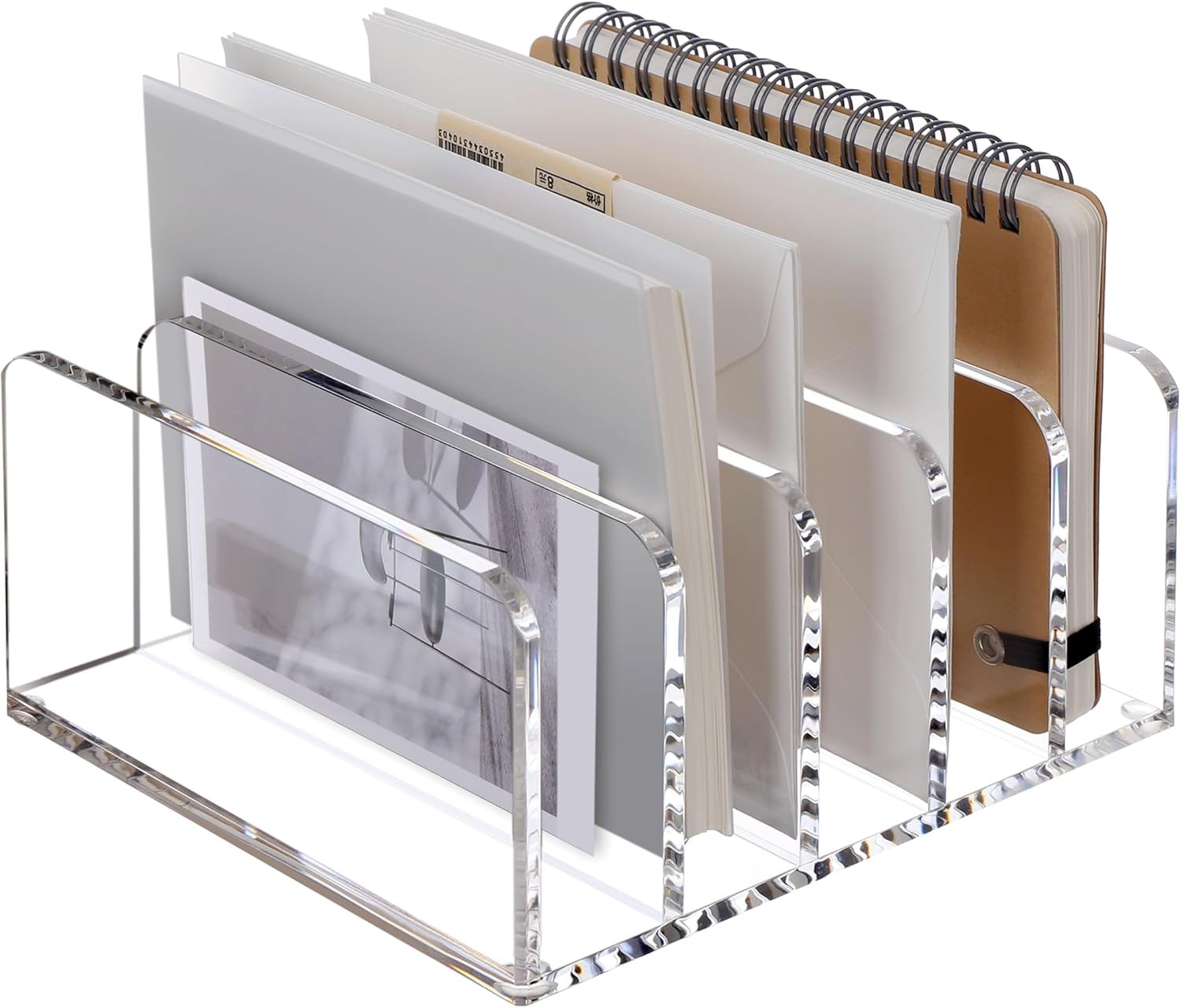 Acrylic Desk Organizer, 5 Compartments Mail Organizer,Small File Holders Letter