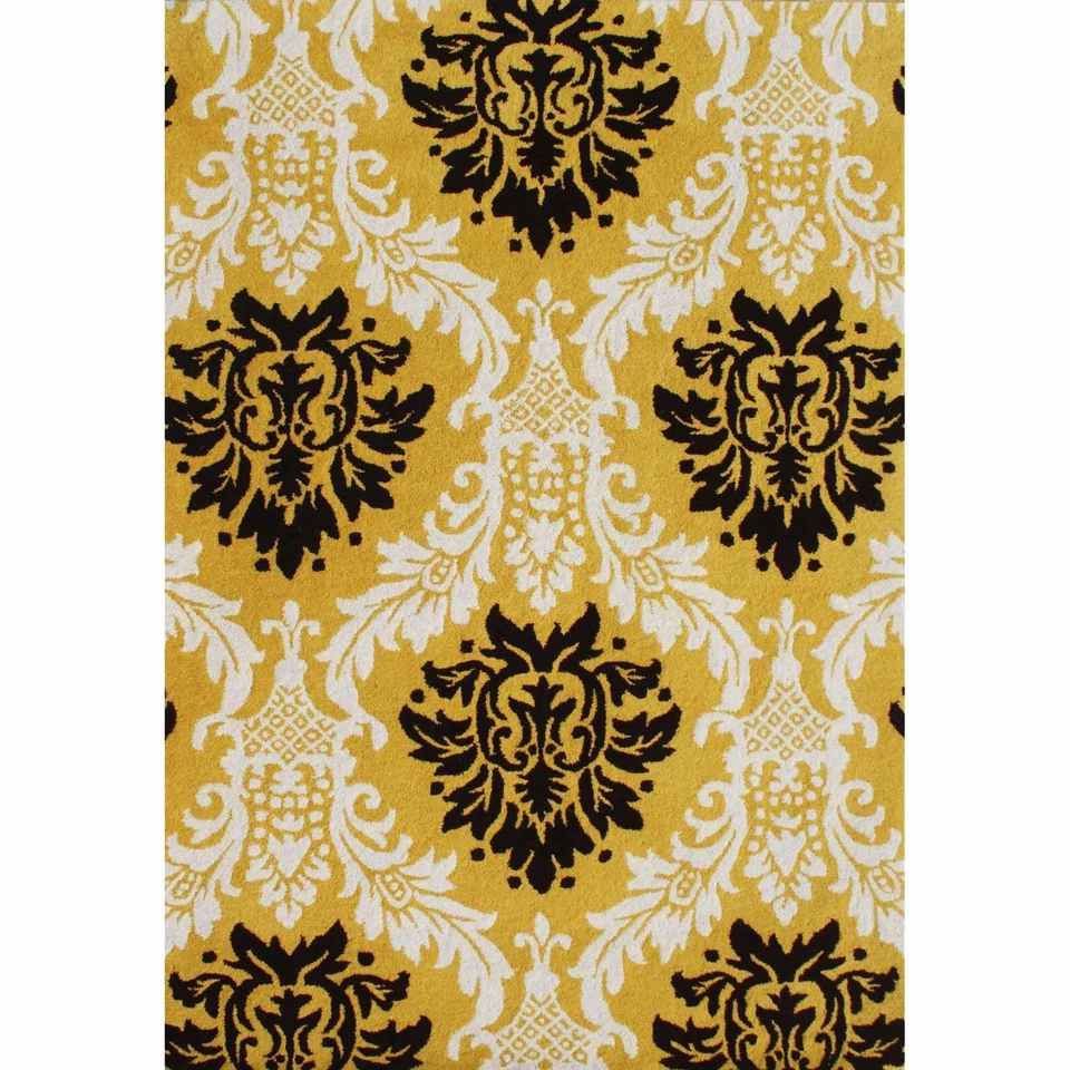 Hand-Tufted Wool Area Rug: Damask Floral Design Carpet - Image 2 of 3