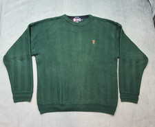 Chaps Ralph Lauren Mens Vintage Cable Knit Heavy Sweater Preppy 90s Green XL