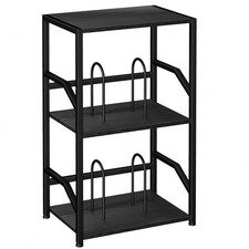 Black 3-Tier Record Player Stand Vinyl Storage End Table 16.9"W