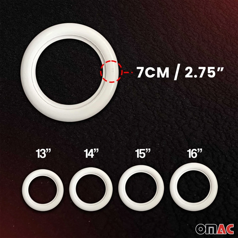 Anillo de goma para pared de neumáticos de 15" blanco 4x Foto 3 de 4