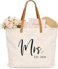 Bridal Shower Gifts for Bride 2026 Mrs Tote Bag with Zipper