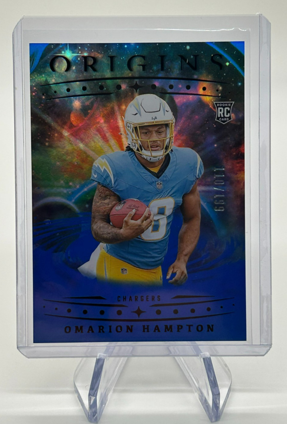 2025 Panini Origins Omarion Hampton #134 Blue Rookie /199 LA Chargers RC