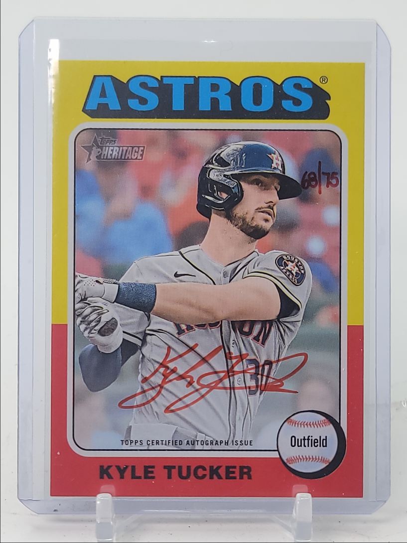 KYLE TUCKER 2024 TOPPS HERITAGE REAL ONE AUTOGRAPH RED INK AUTO /75 Q4390