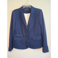 Peck  Peck Womens Blazer Jacket Blue Career Business Casual Size M