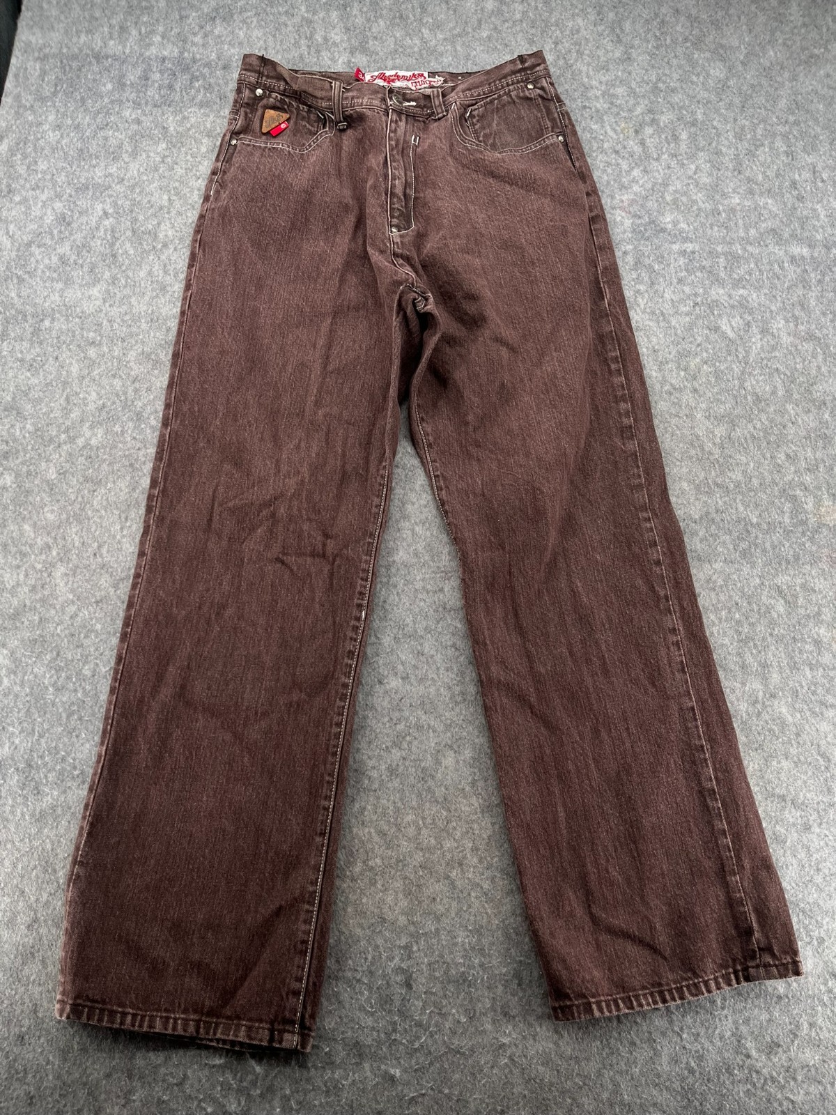 Akademiks Jeans Mens 34 Brown Y2K Baggy Streetwear Hip Hop Denim