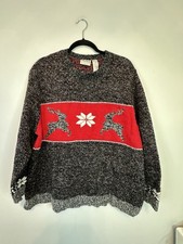Russ Liz Claiborne Holiday Reindeer Sweater Woman's Sz 3 22W-24W Wool Blend VTG