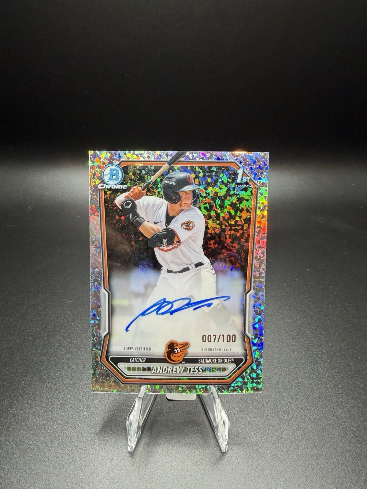 2026 Bowman Chrome Andrew Tess Mini Diamond Auto 007/100 CPA-AT Orioles