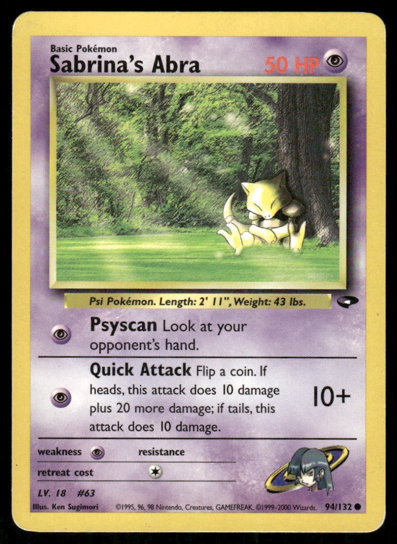 Pokemon TcgSabrina's Abra #94 Pokemon Gym Challenge LP