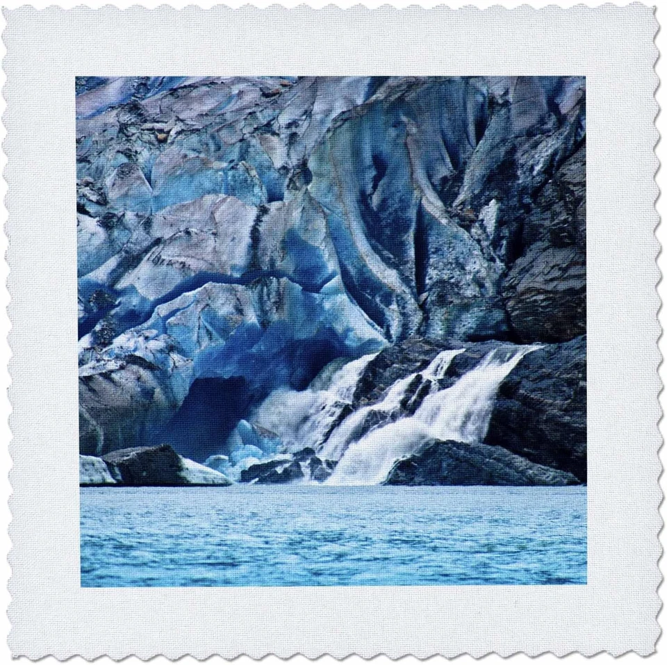 Qs_12660_3 Mendenhall Glacier Alaska Waterfall Quilt Square, 8 by 8-Inch - Image 2 of 2