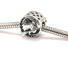 💚Witch On Broom Charm Bead Flying Halloween Cat Genuine S925 Gift💚