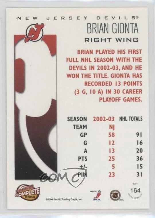 2003-04 Pacific Complete Brian Gionta #164 - Image 2 of 2