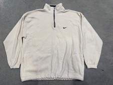 Vintage Nike Fleece Quarter Zip Pullover 2XL Cream Sherpa Style USA Made Minimal