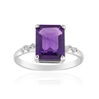 Cavill Amethyst Ring Silber 925 Sterling 2,88Ct Oktagon Zirkon Pave Damen-
