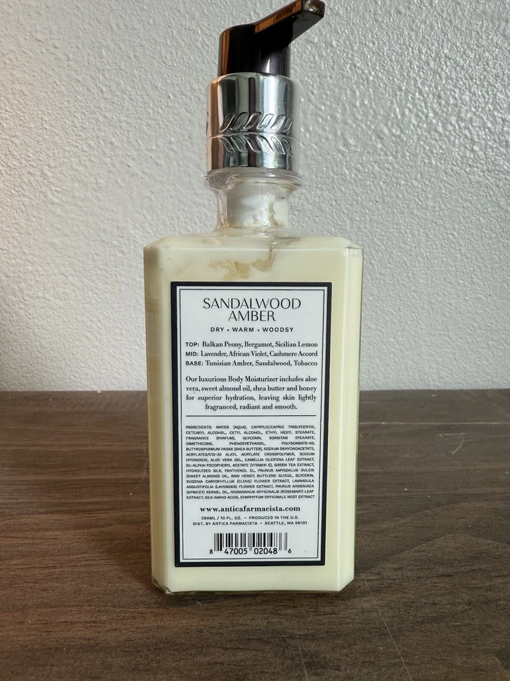 Crema hidratante corporal Antica Farmacista SANDALWOOD ÁMBAR 10 FL oz. NUEVO Y DIFÍCIL DE ENCONTRAR Foto 2 de 3