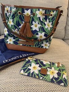 Dooney & Bourke VGC Daffodil Coated Cotton Bucket Bag with Matching Wristlet